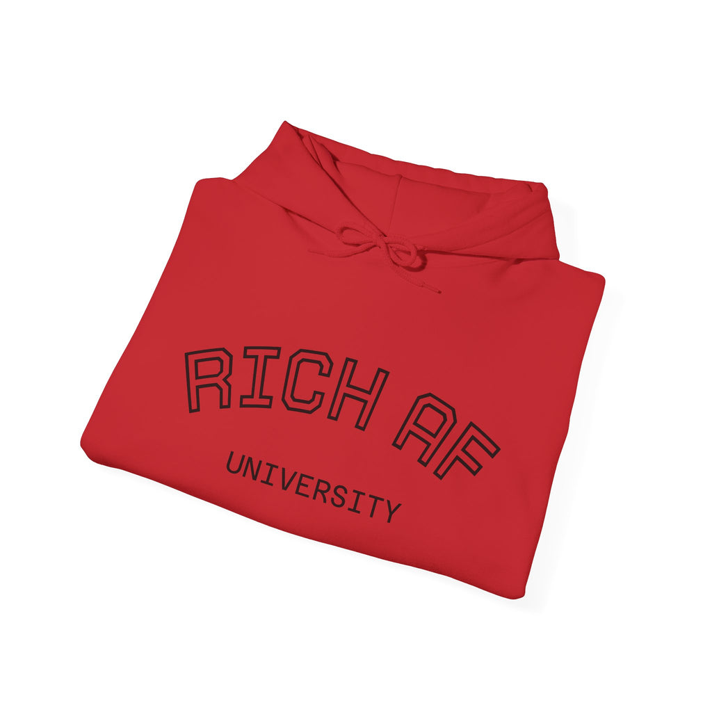 Rich AF University Hoodie – Funny College Style Graphic Sweatshirt