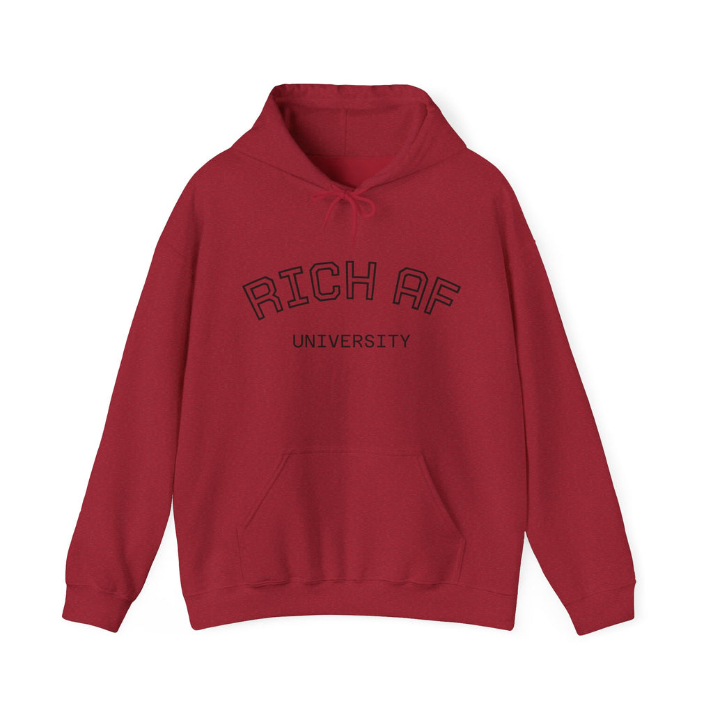 Rich AF University Hoodie – Funny College Style Graphic Sweatshirt
