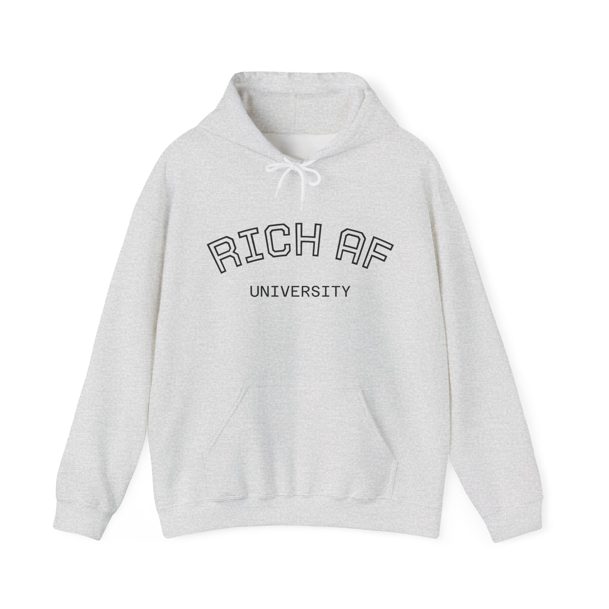 Rich AF University Hoodie – Funny College Style Graphic Sweatshirt