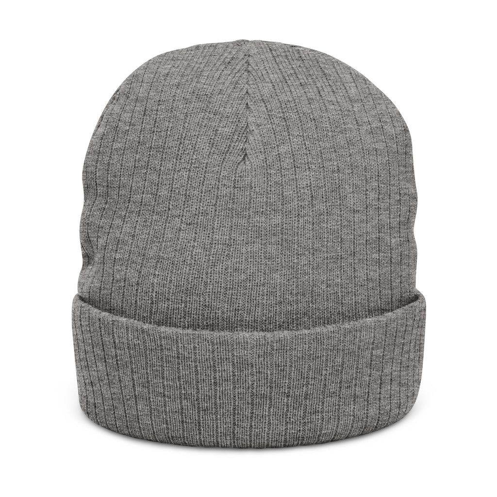 RAVE Ribbed Knit Beanie — Embroidered Cuffed Winter Hat for Music Lovers
