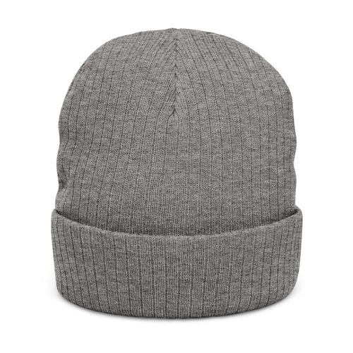 RAVE Ribbed Knit Beanie — Embroidered Cuffed Winter Hat for Music Lovers
