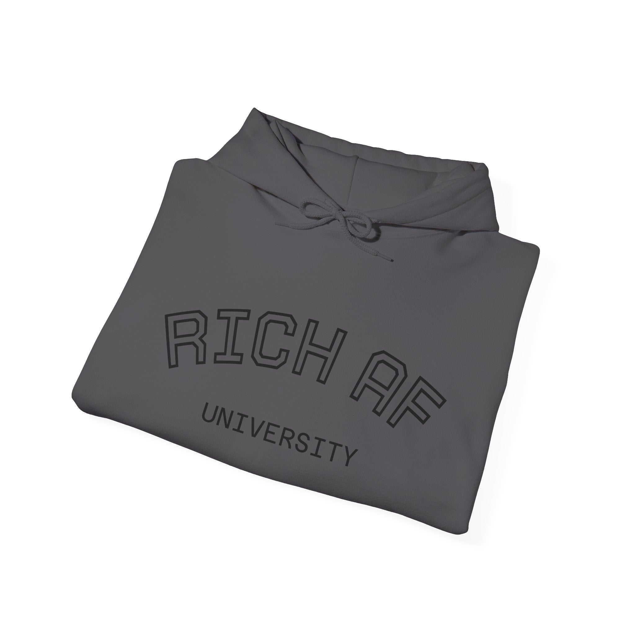 Rich AF University Hoodie – Funny College Style Graphic Sweatshirt