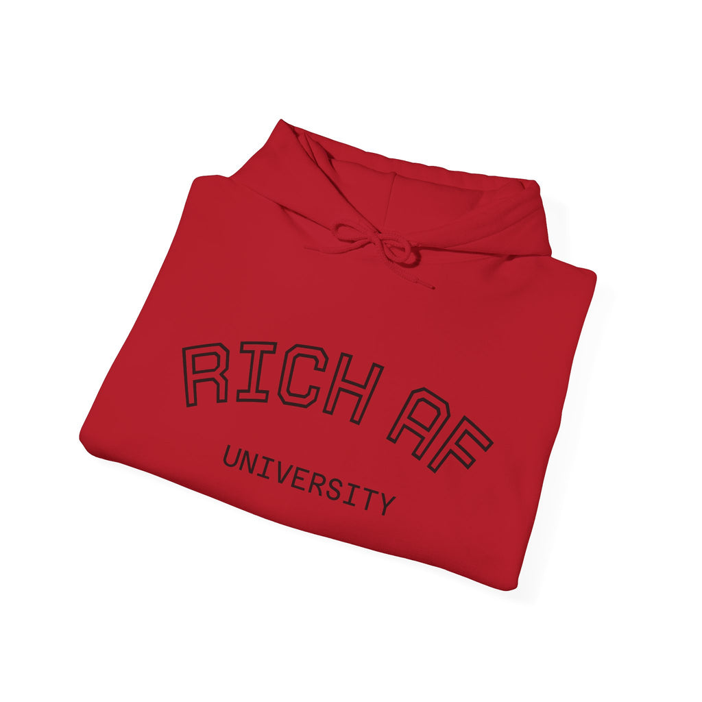 Rich AF University Hoodie – Funny College Style Graphic Sweatshirt