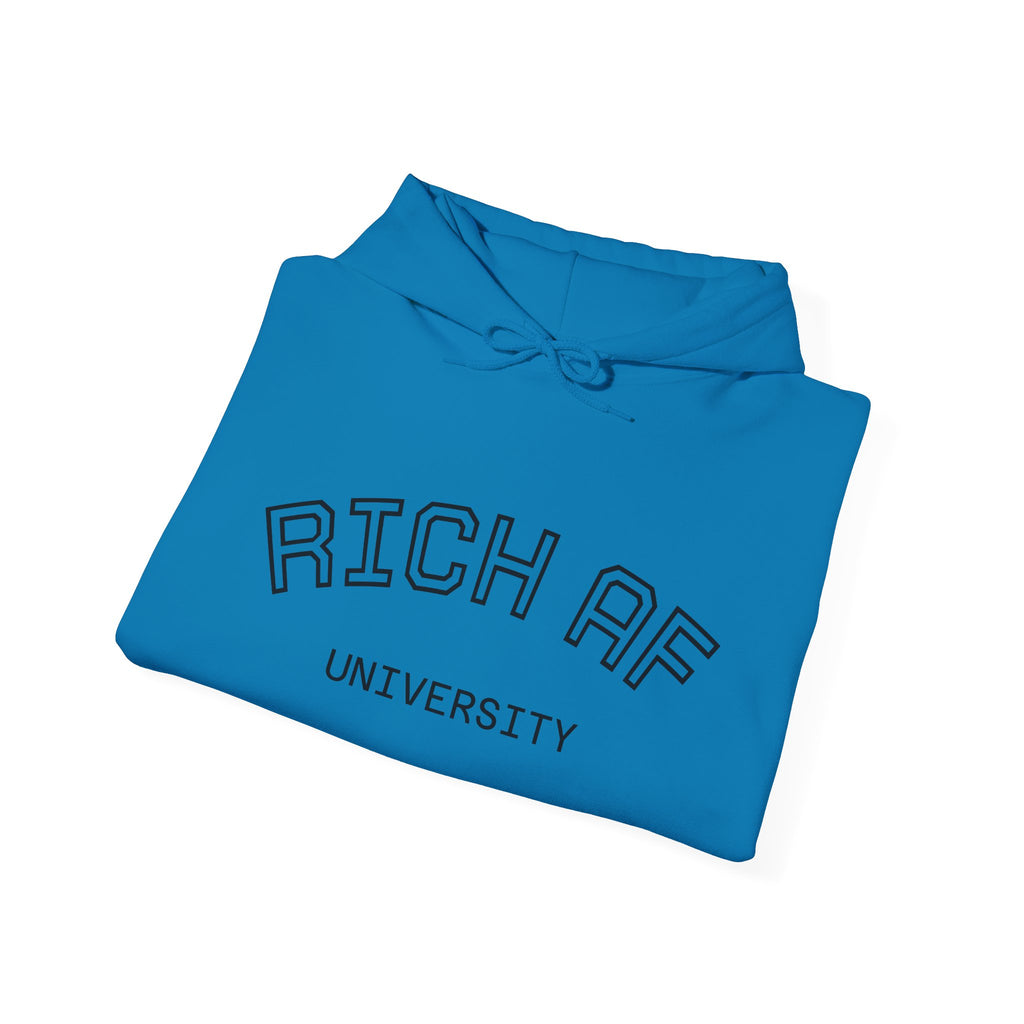 Rich AF University Hoodie – Funny College Style Graphic Sweatshirt