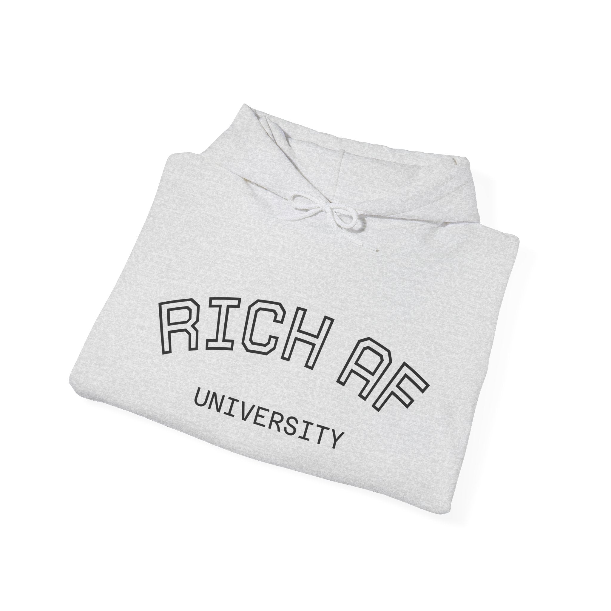 Rich AF University Hoodie – Funny College Style Graphic Sweatshirt