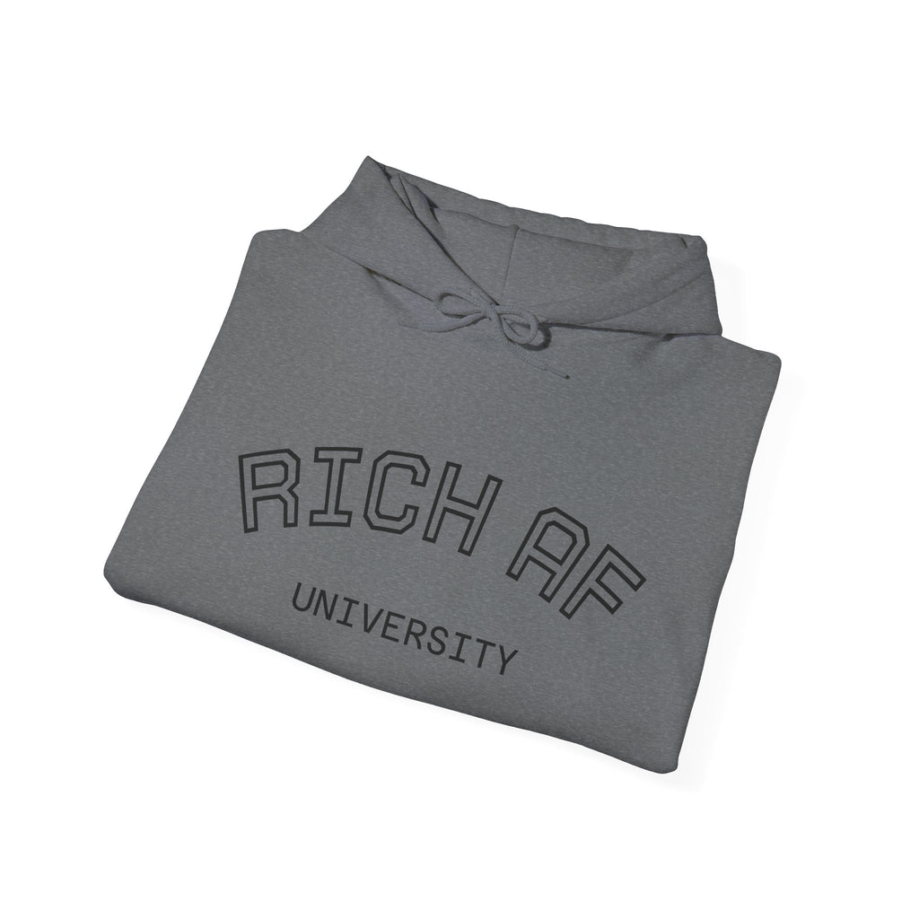 Rich AF University Hoodie – Funny College Style Graphic Sweatshirt