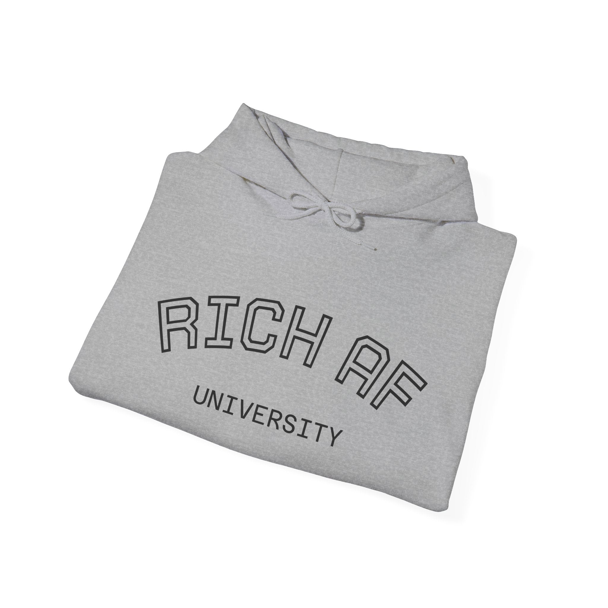 Rich AF University Hoodie – Funny College Style Graphic Sweatshirt