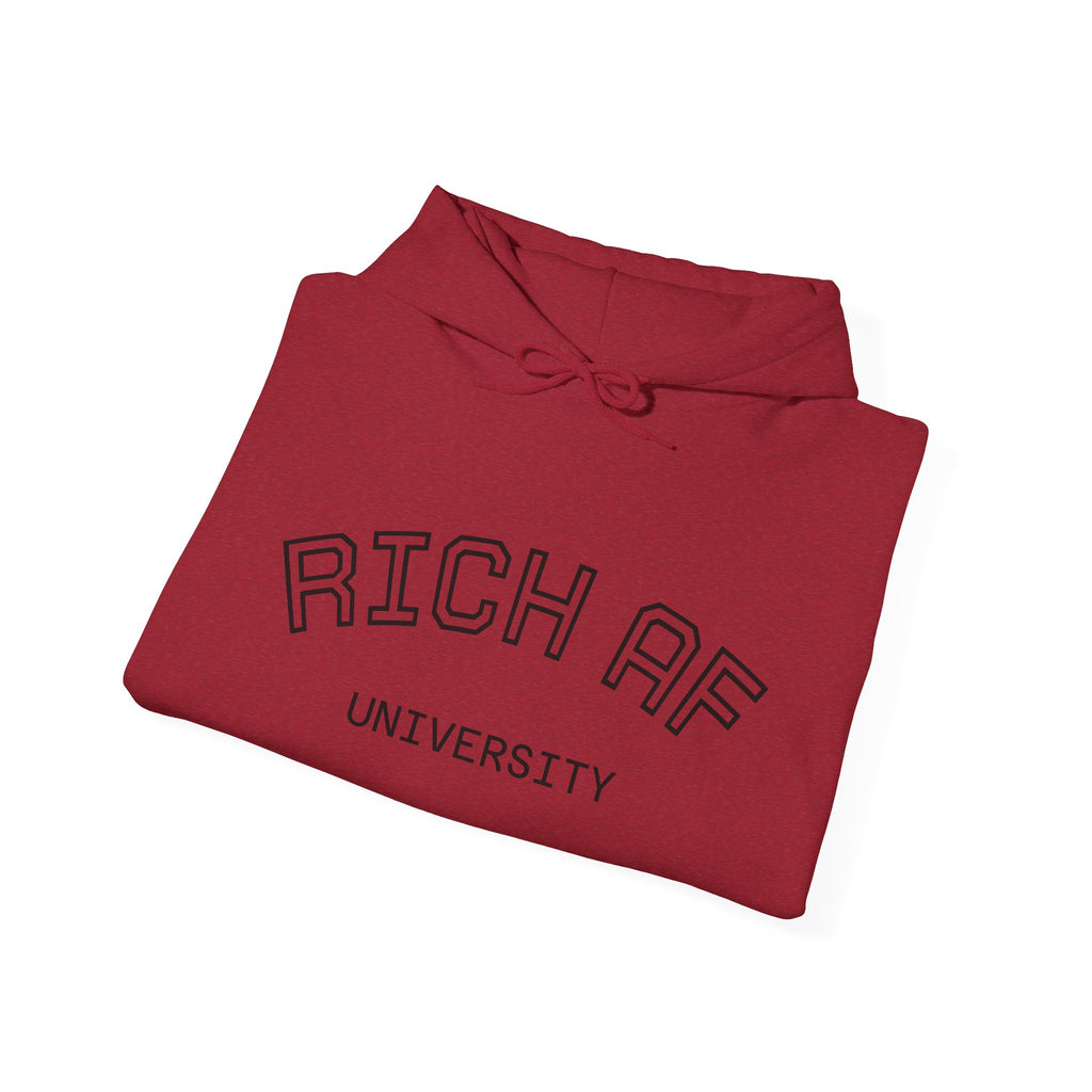 Rich AF University Hoodie – Funny College Style Graphic Sweatshirt
