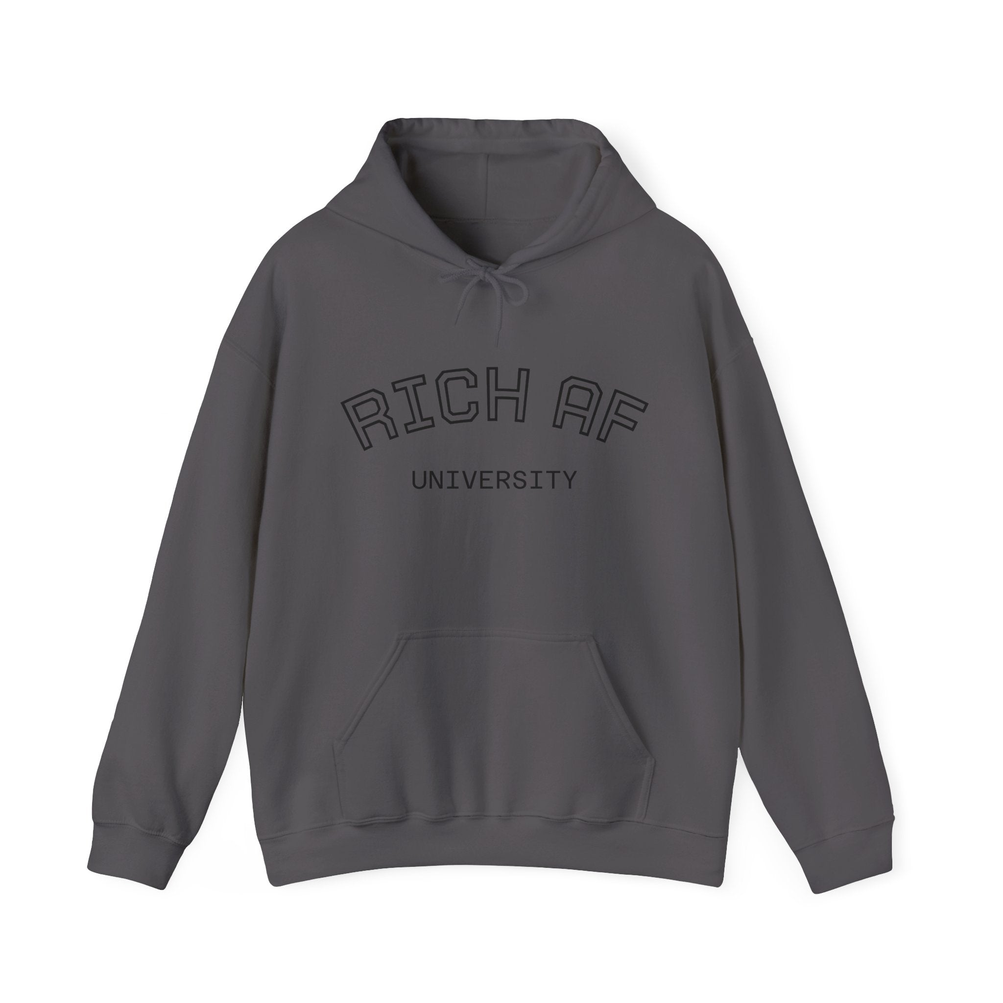 Rich AF University Hoodie – Funny College Style Graphic Sweatshirt