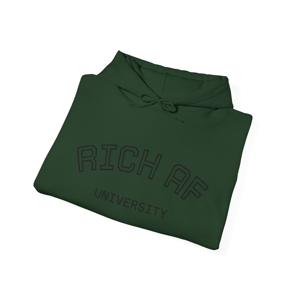 Rich AF University Hoodie – Funny College Style Graphic Sweatshirt