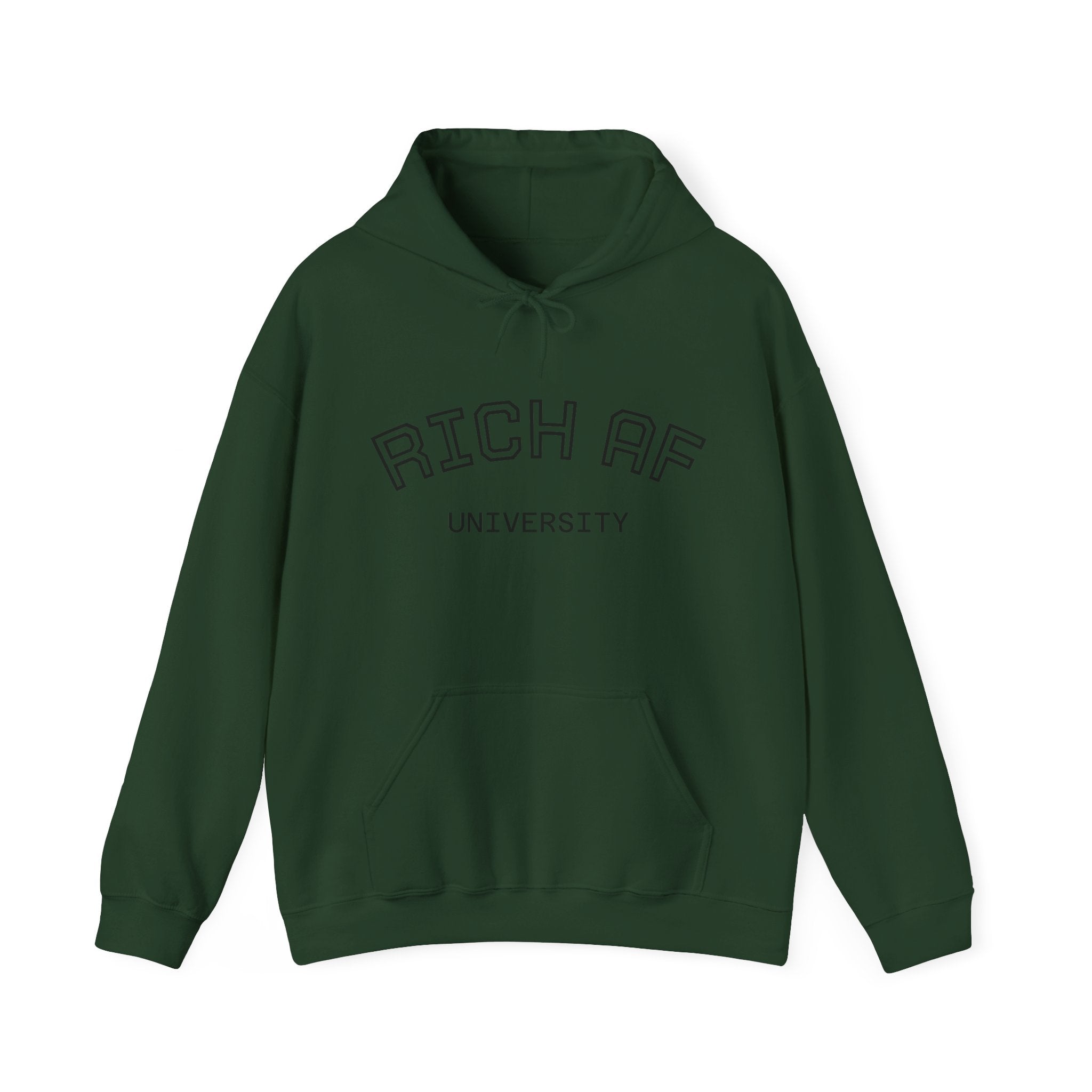 Rich AF University Hoodie – Funny College Style Graphic Sweatshirt