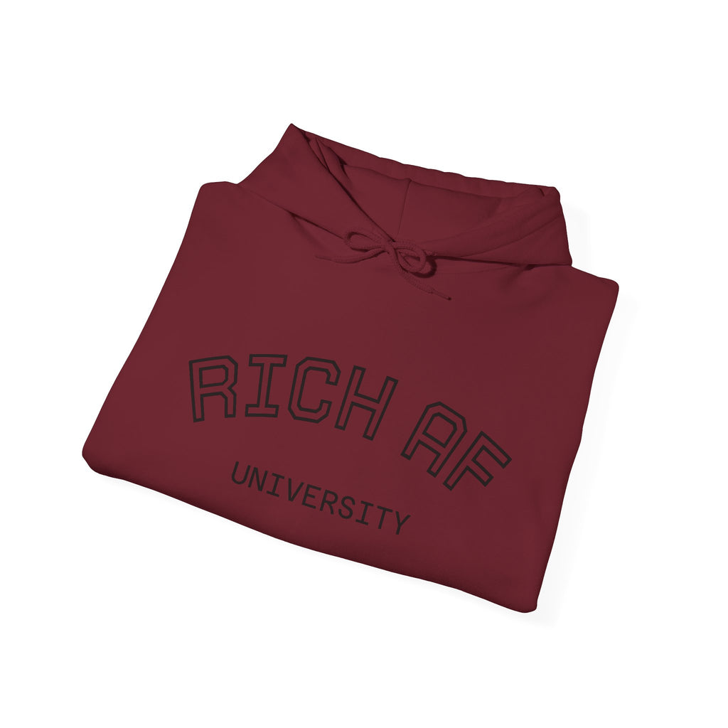 Rich AF University Hoodie – Funny College Style Graphic Sweatshirt