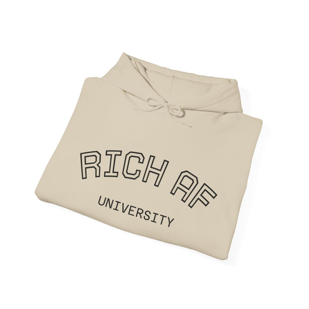Rich AF University Hoodie – Funny College Style Graphic Sweatshirt