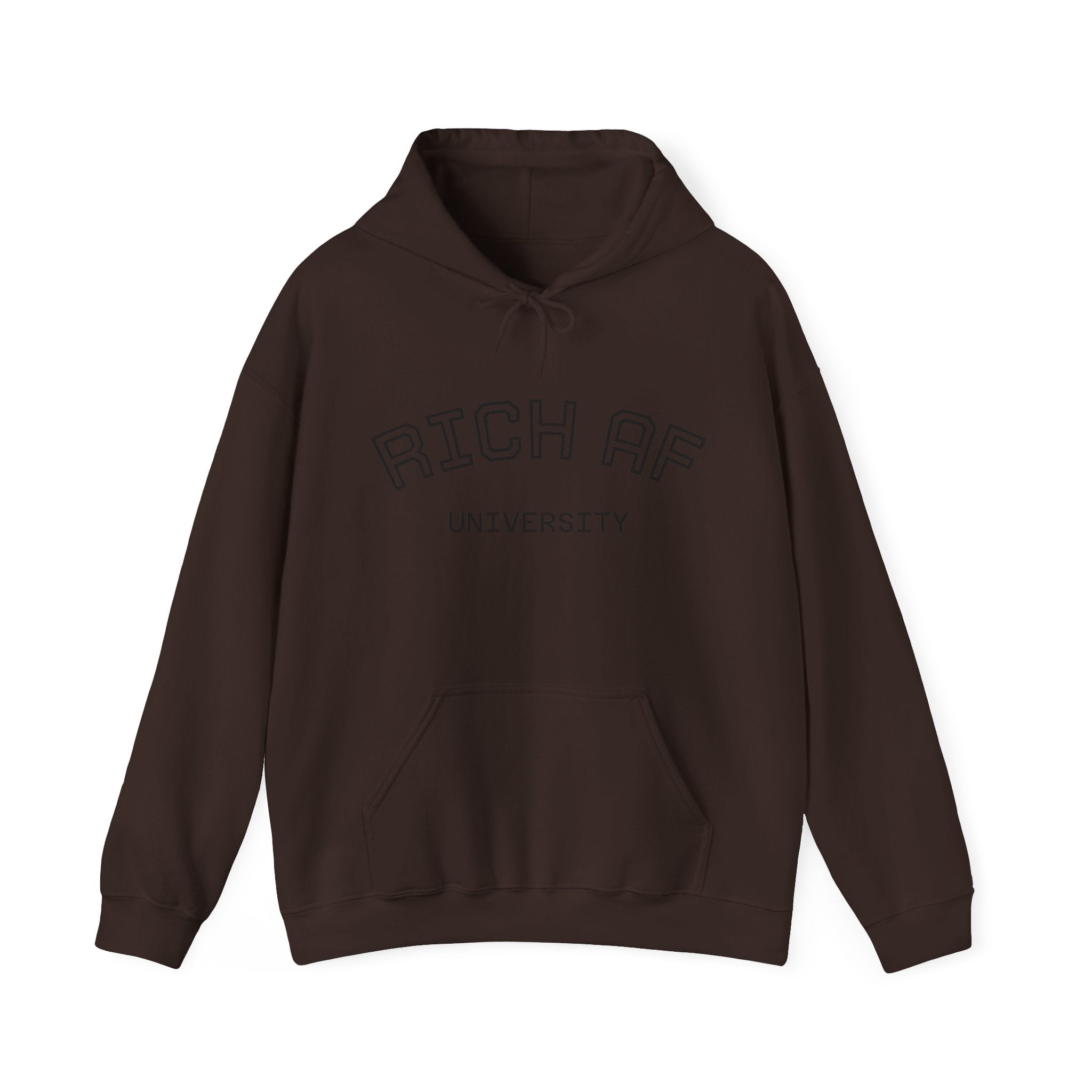 Rich AF University Hoodie – Funny College Style Graphic Sweatshirt