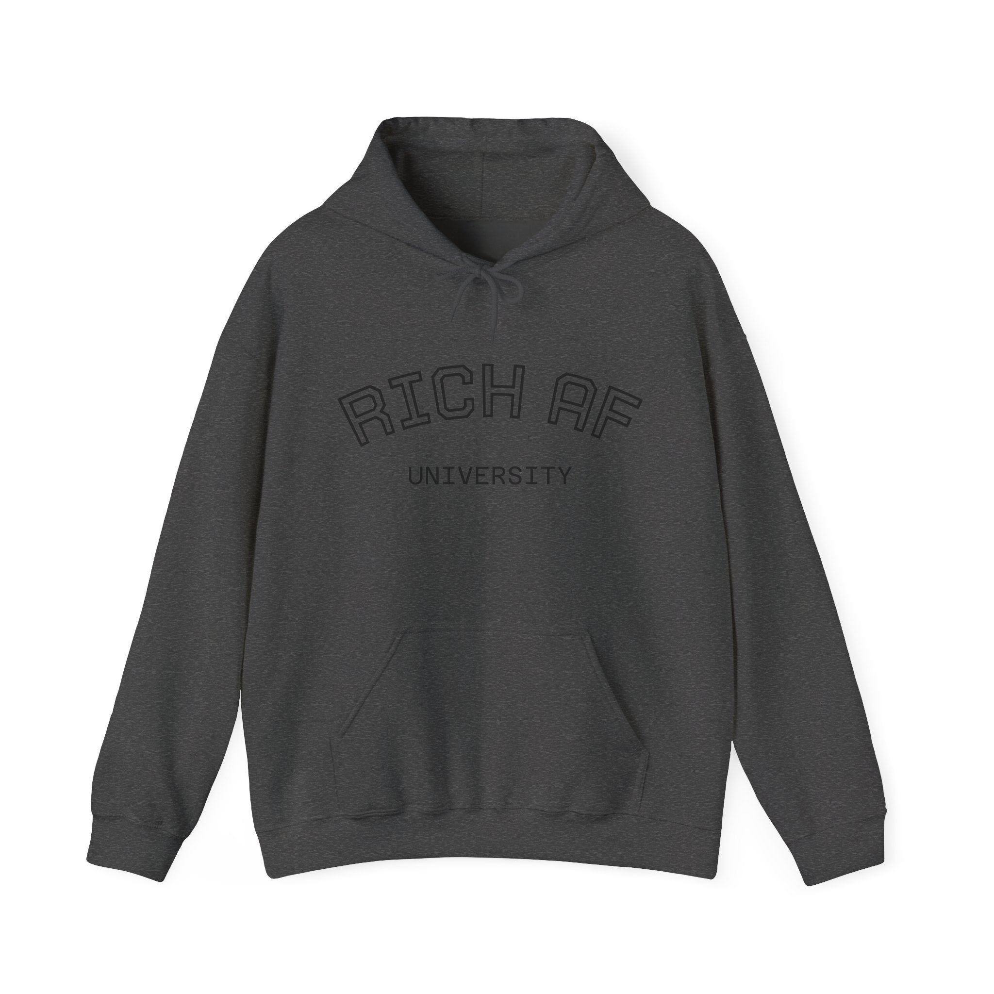Rich AF University Hoodie – Funny College Style Graphic Sweatshirt